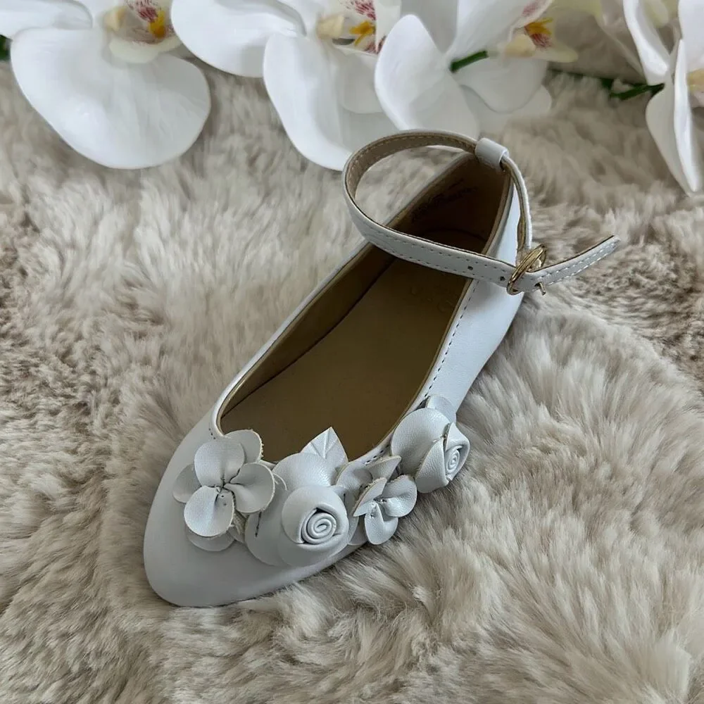 Janie & Jack Flower Ballet Flat LEFT SHOE ONLY White Size 7